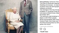 Ratu Elizabeth II baru saja merayakan ulang tahun ke-70 pernikahannya dengan Pangeran Phillip pada Senin, 20 November 2017. (Instagram/theroyalfamily)