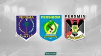 Logo Klub di Sulawesi Utara: Persma Manado, Persibom Bolaang Mongondow dan Persmin Minahasa. (Bola.com/Dody Iryawan)
