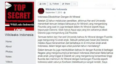 Dalam unggahannya, Wikileaks Indonesia menuliskan soal kabar bahayanya air minum mineral kemasan Aqua milik Danone.