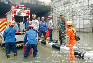 Underpass Mampang Prapatan, Jakarta Selatan, kembali normal setelah sempat terendam banjir. (Istimewa)