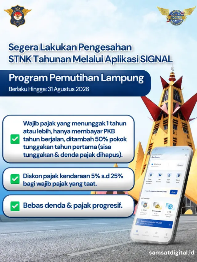 Pemutihan Pajak Kendaraan di Lampung Agustus 2026