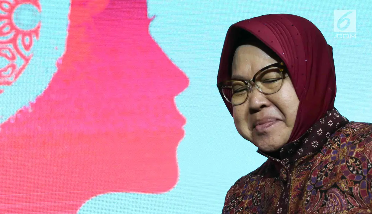 Wali Kota Surabaya Tri Rismaharini dalam acara peluncuran gerakan Jaga Bhumi periode ke-2 di Jakarta, Rabu (21/11). Penyelamatan plasma nutfah Indonesia melalui revitalisasi dan peningkatan jumlah kebun raya. (Liputan6.com/Immanuel Antonius)