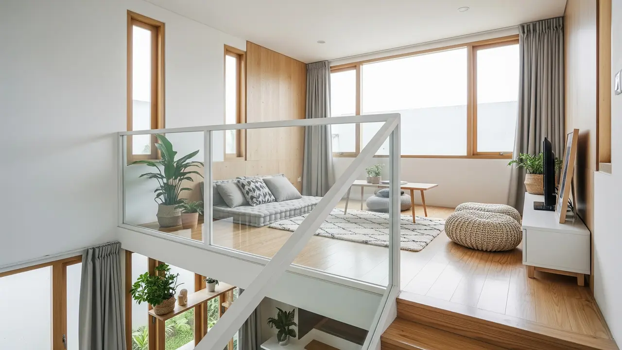 Model Rumah Minimalis Kecil dengan Mezzanine yang Estetik dan Fungsional Gaya Skandinavia Santai