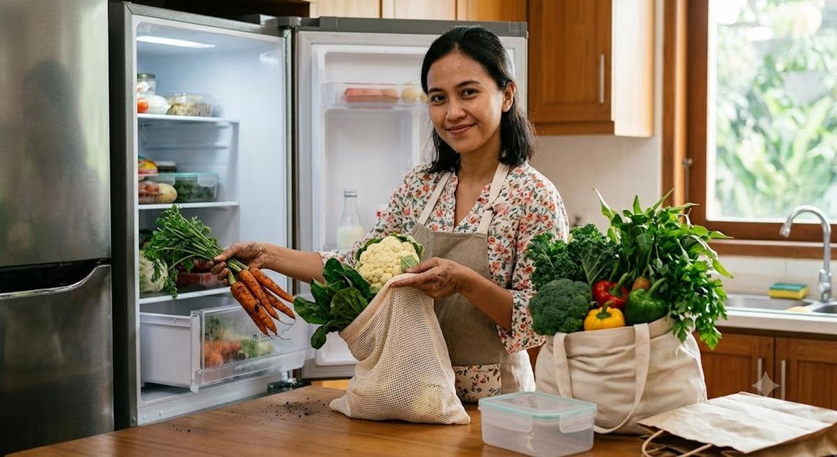 Jangan Langsung Mencuci Sayuran Sebelum Disimpan (AI Generated)