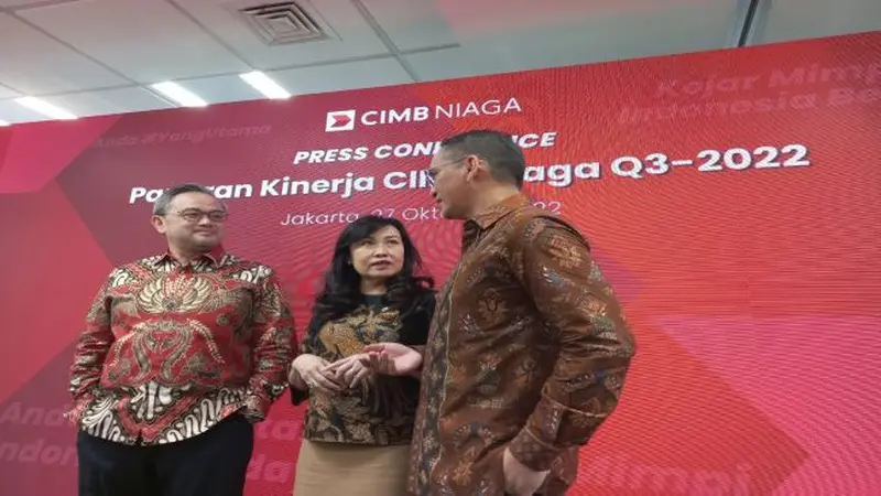 Konferensi pers paparan kinerja keuangan PT CIMB Niaga Tbk (BNGA) kuartal III 2022, Kamis (27/10/2022) (Foto: Liputan6.com/Elga N)