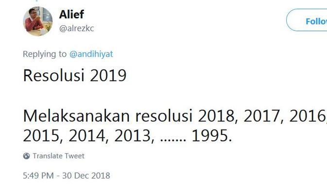 resolusi 2019 ala warganet (foto: twitter)
