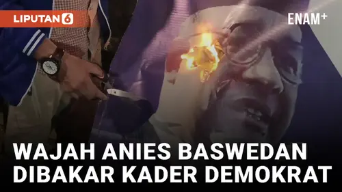 VIDEO: Demokrat Cianjur Bakar Baliho Anies Baswedan