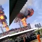 Proyek Pengembangan Gas Jawa (PPGJ) Blok Gundih yang ada di Desa Sumber, Kecamatan Kradenan, Kabupaten Blora, terbakar hebat. (Liputan6.com/ Ist/ Ahmad Adirin)