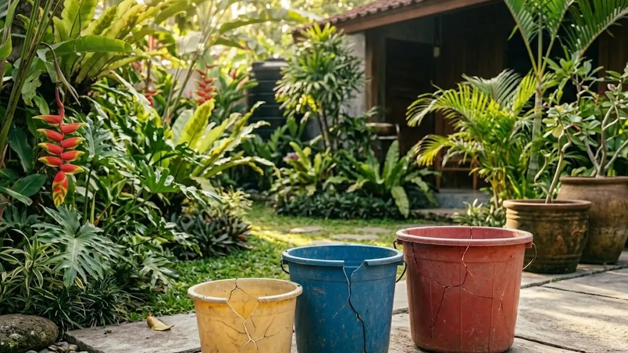 Ide Memanfaatkan Ember Retak Menjadi Kebun Sayur Produktif