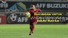 Video ucapan dukungan dari penyanyi Raisa untuk Andik Vermansah dan Timnas Indonesia di Piala AFF 2016.