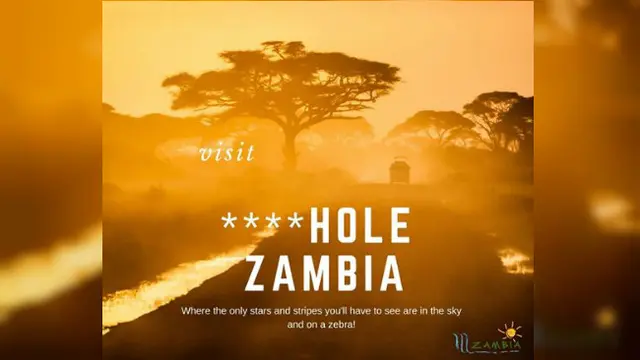 Firm turisme di Zambia yang menyindir ucapan negara 'lubang dubur' yang diutarakan oleh Donald Trump (Zambiatourism.com)