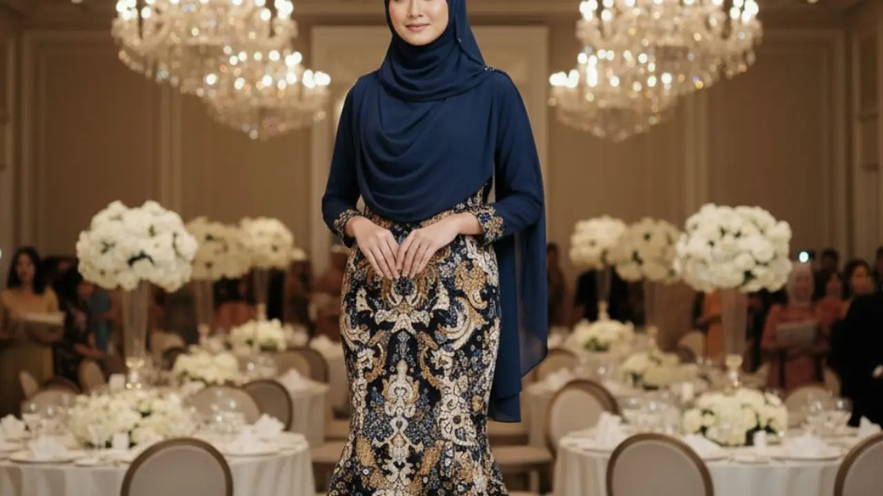 Model Baju Batik Elegan dan Mewah untuk Gamis/Ilustrasi Gemini AI