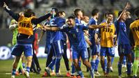 Italia U-20 melaju ke partai final Piala Dunia U-20 2023 usai sukses mengalahkan Korea Selatan U-20 2-1 dalam laga semifinal yang digelar di Estadio Unico Diego Maradona, La Plata, Jumat (9/6/2023) pagi WIB. (AP/Garello)