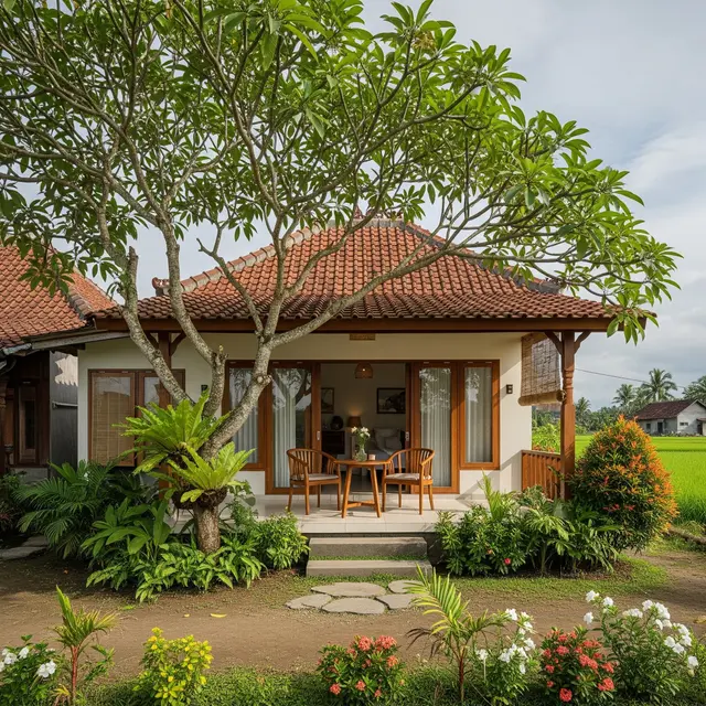 9 Desain Rumah Tipe 36 di Desa dengan Pohon Rindang, Hunian Nyaman dan Asri