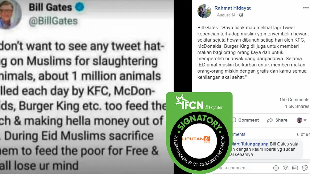 Cek Fakta - Cuitan Bill Gates soal ibadah korban, benarkah?