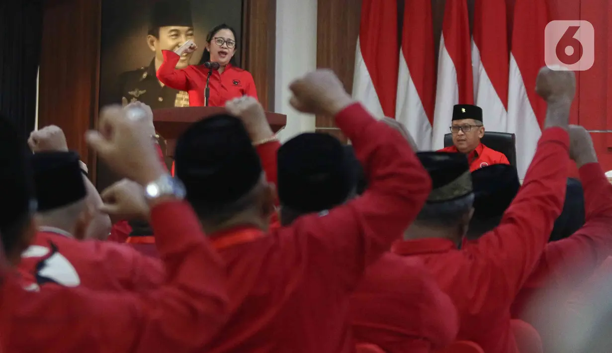 Total 17 poin rekomendasi itu dibacakan oleh Ketua DPP PDIP, Puan Maharani di hari terakhir yang juga penutupan Rakernas pada Kamis (8/6). (Liputan6.com/Herman Zakharia)
