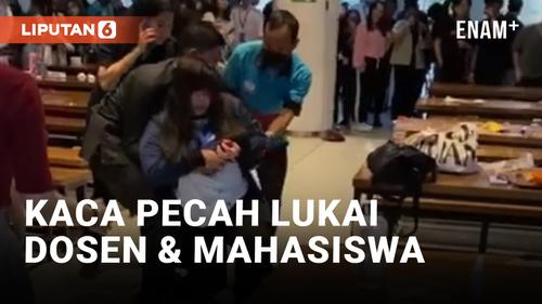 VIDEO: Kaca Tangga Gedung Universitas Multimedia Nusantara Pecah, 4 Mahasiswa dan Seorang Dosen Terluka