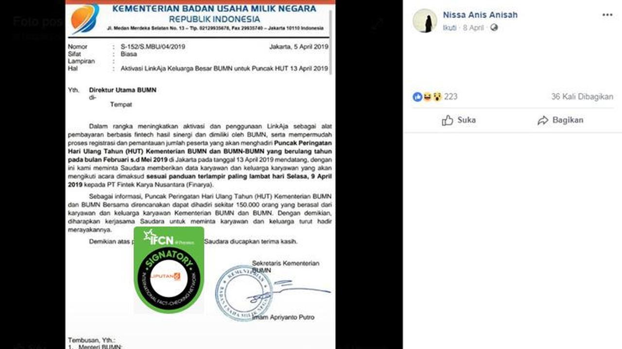 [Cek Fakta] Peringatan HUT BUMN