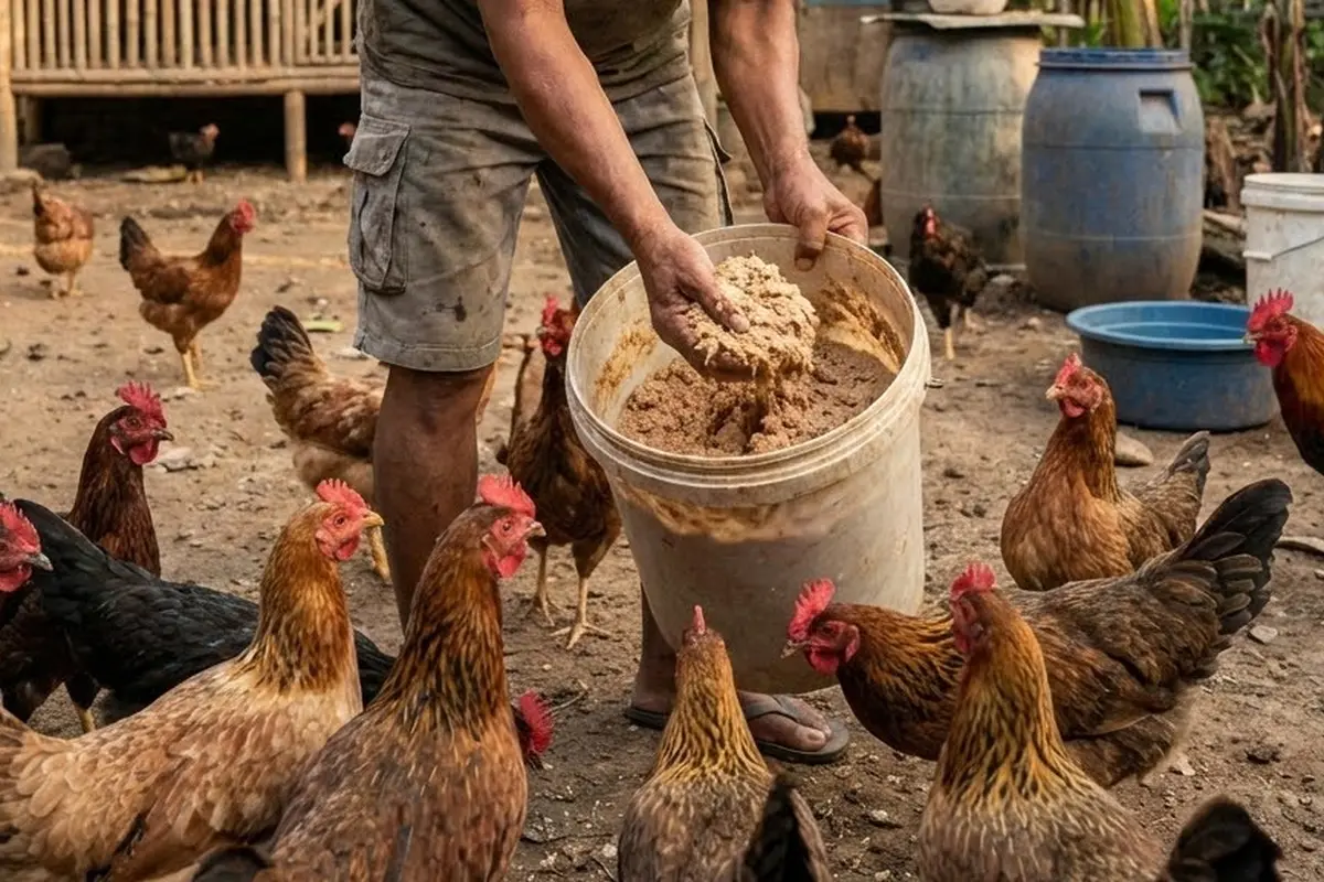 Pakan Campuran Nasi dan Dedak Padi (Gemini AI)