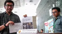 Pelapor tergabung dalam Koalisi Masyarakat Sipil Antikorupsi saat melaporkan Hakim Cepi Iskandar yang menjadi hakim tunggal sidang praperadilan Ketua DPR RI Setya Novanto di Bawas Mahkamah Agung, Jakarta, Kamis (5/10). (Liputan6.com/Faizal Fanani)