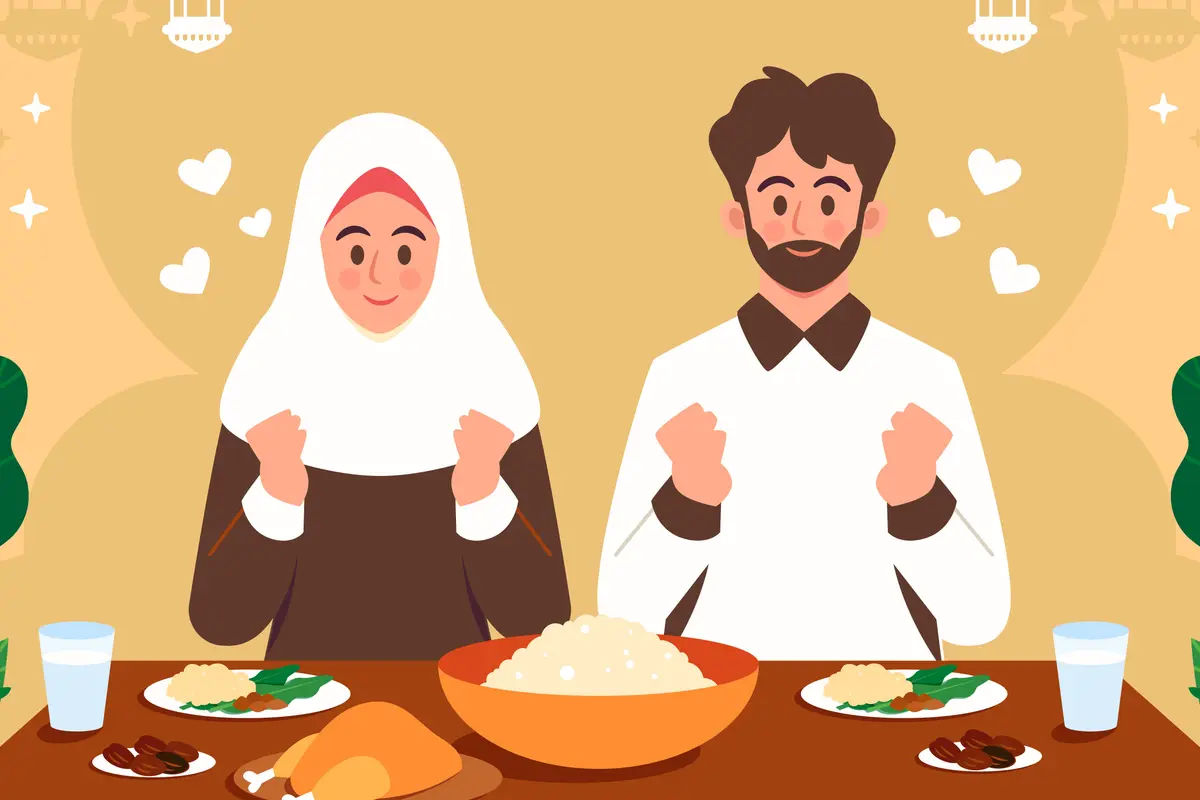 Ilustrasi buka puasa Ramadhan, makan