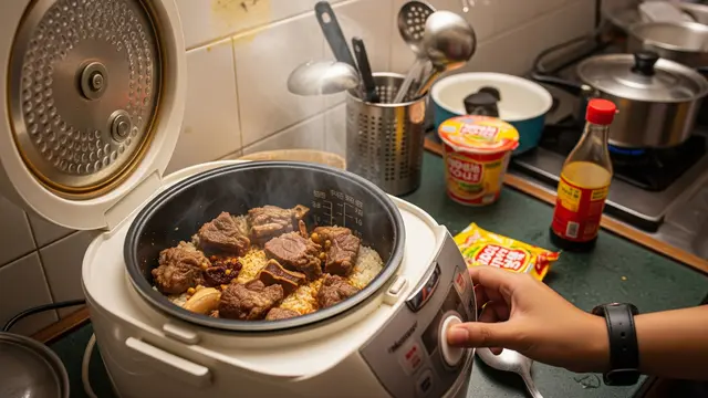 Trik Memasak Daging Kambing di Rice Cooker untuk Anak Kos (AI)