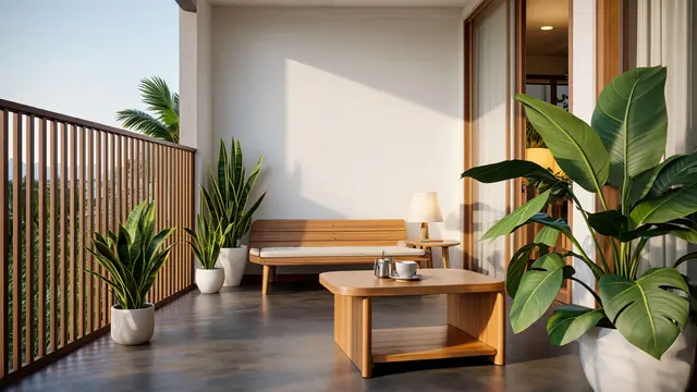 Balkon Konsep Japandi (Japanese-Scandinavian)