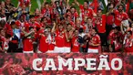 Senin (21/4/2014), para pemain Benfica mengukuhkan diri menjadi juara Liga Portugal 2013/2014 di Estadio Da Luz, Lisbon, Portugal. (REUTERS/Rafael Marchante)