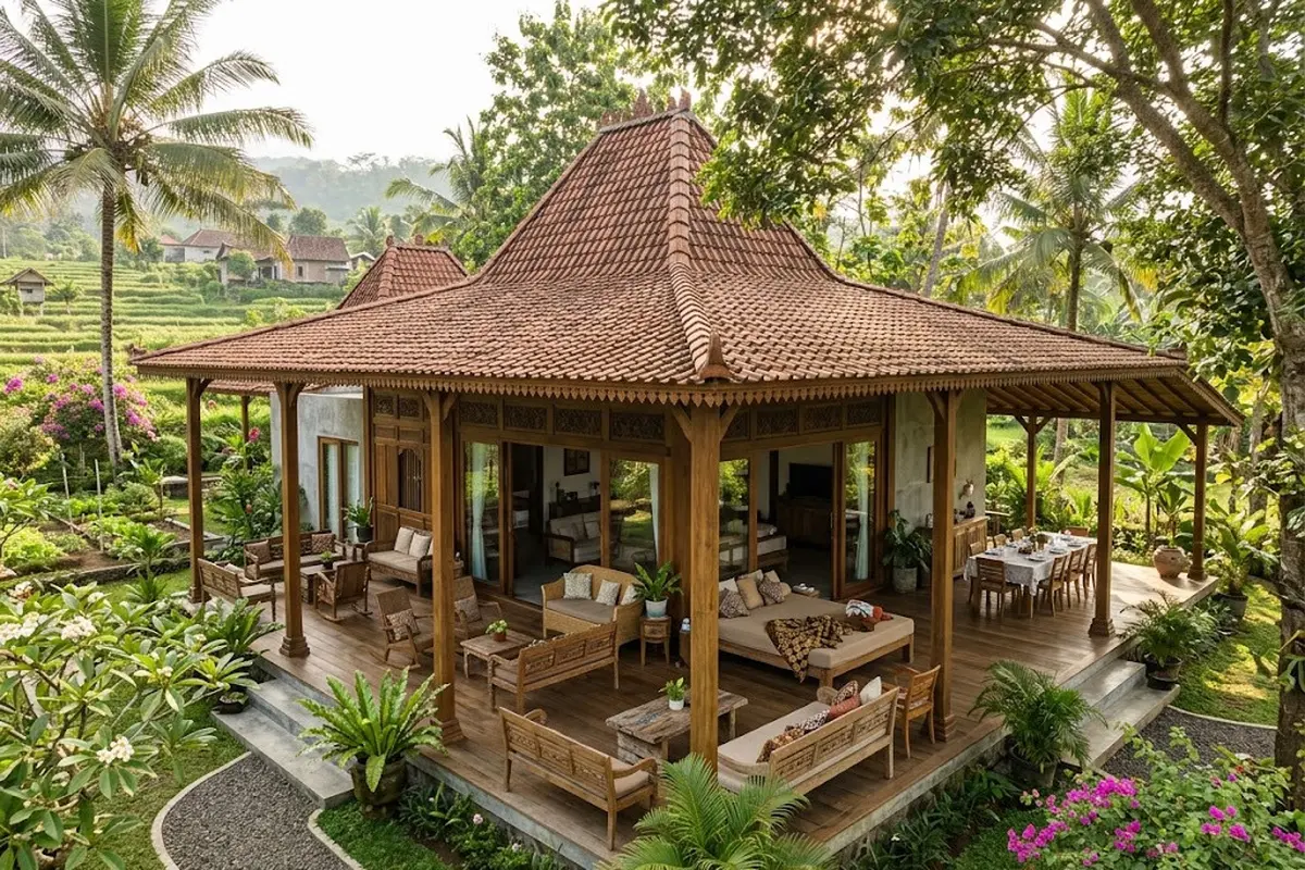 Rumah Kampung dengan Serambi Luas untuk Tempat Berkumpul Keluarga