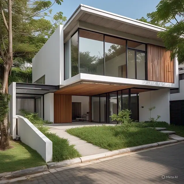 Desain Rumah 2 lantai Minimalis Type 45 dengan Konsep Split Level