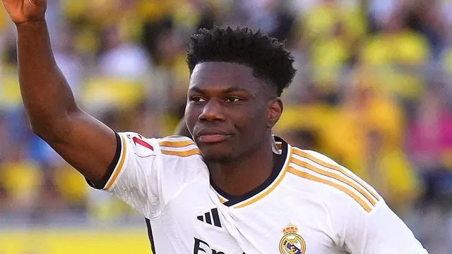 La Liga 2023/2024: Selebrasi gol Aurelien Tchouameni dalam laga Las Palmas vs Real Madrid di pekan 22 (c) Instagram/realmadrid