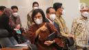 Menteri Keuangan Sri Mulyani sebelum rapat kerja Badan Anggaran DPR RI di Kompleks Parlemen, Senayan, Jakarta, Selasa (31/5/2022). Rapat membahas pembicaraan pendahuluan RAPBN tahun anggaran 2023 dan rencana kerja pemerintah tahun 2023. (Liputan6.com/Angga Yuniar)