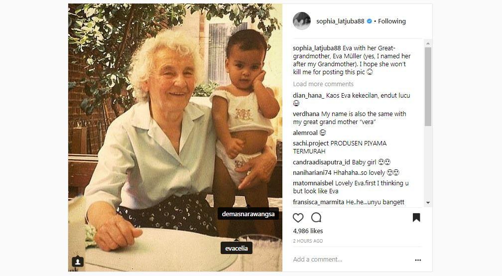 Sophia Latjuba unggah foto masa kecil Eva Celia [foto: instagram]