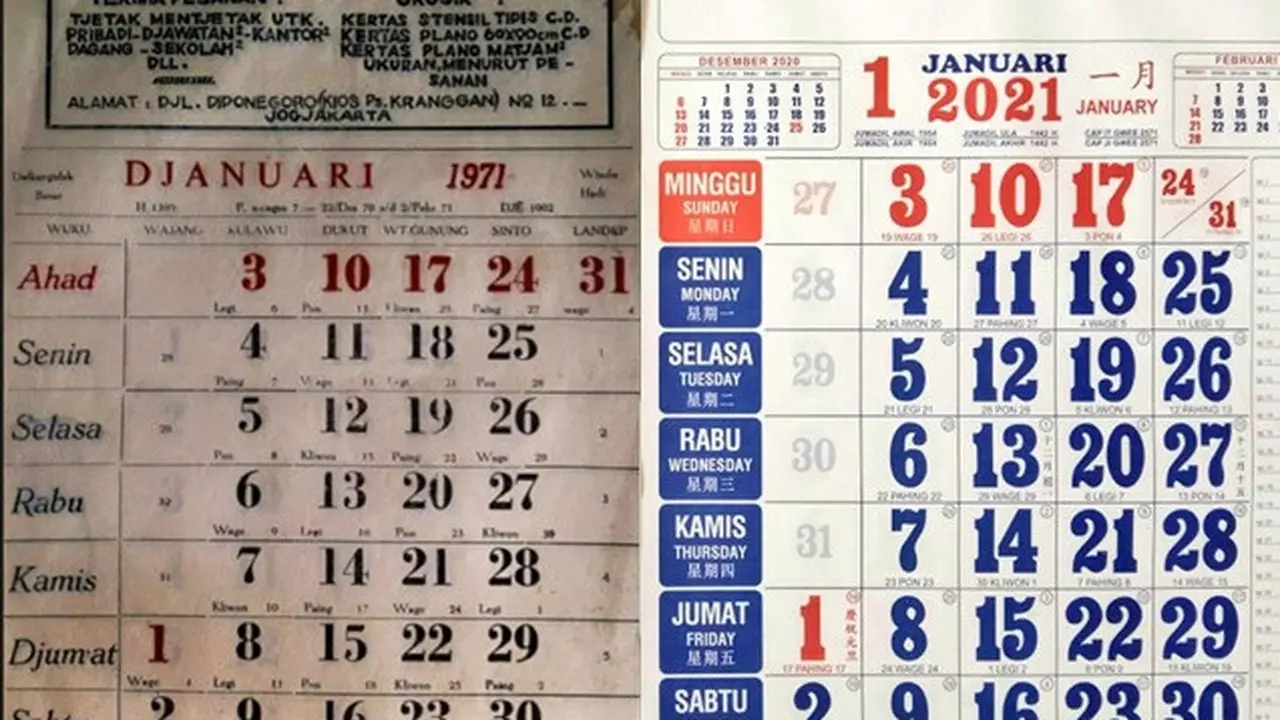 Viral Kalender Lawas 1971 Persis Seperti Penanggalan 2021, Curi Perhatian