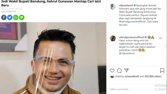 Sahrul Gunawan (Foto: Instagram/@ridwankamil)