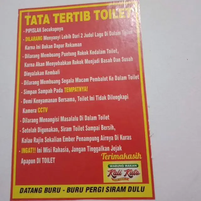 6 Tata Tertib Toilet Ini Poinnya Banyak Banget, Waktu Habis Hanya Buat Baca