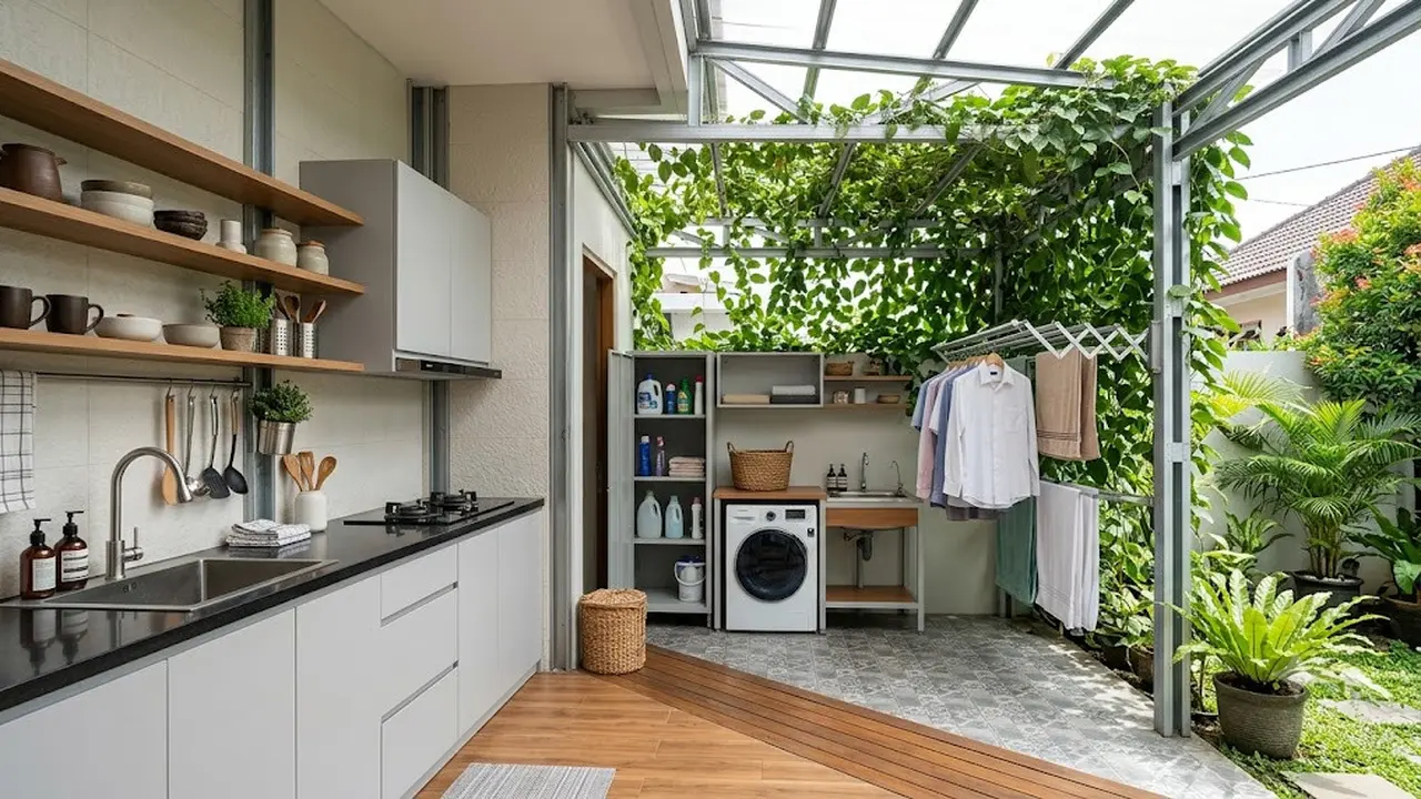 Model Dapur 2x2 Menyatu Dengan Area Cuci Jemur