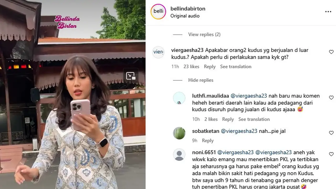 Tangkapan layar video melalui instagram Wabup Kudus Bellinda Putri Sabrina Birton yang menuai beragam sorotan. (Liputan6.com/Arief Pramono)