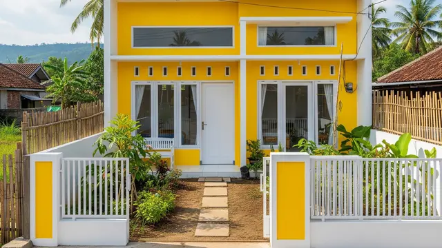 Warna Cat Rumah Kecil di Desa Ini Bikin Hunian Tampak Luas dan Estetik (Image by Gemini AI)