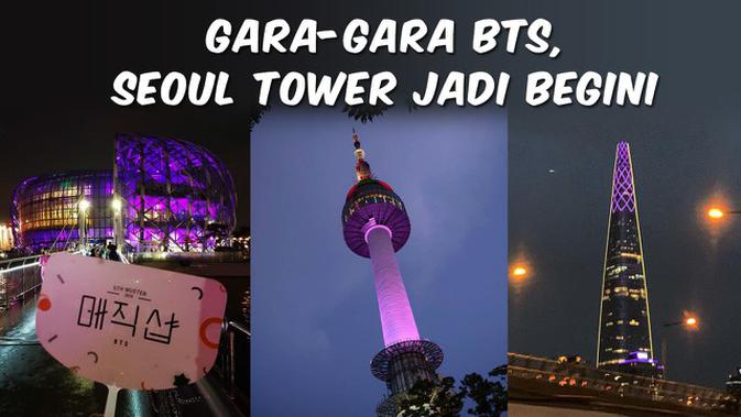 VIDEO: TOP 3  Gara-Gara BTS, Menara Seoul jadi Ungu 