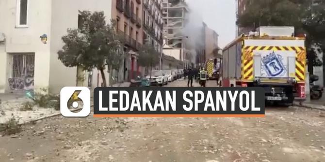 VIDEO: Ledakan Besar Terjadi di Madrid, Puing Bangunan Berserakan di Jalanan
