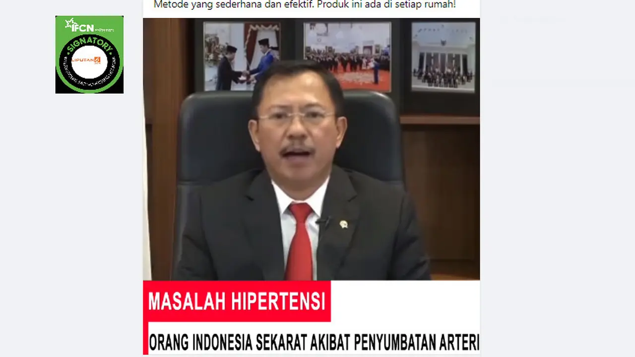Tangkapan layar klaim video Dokter Terawan ungkap rahasia singkirkan hipertensi