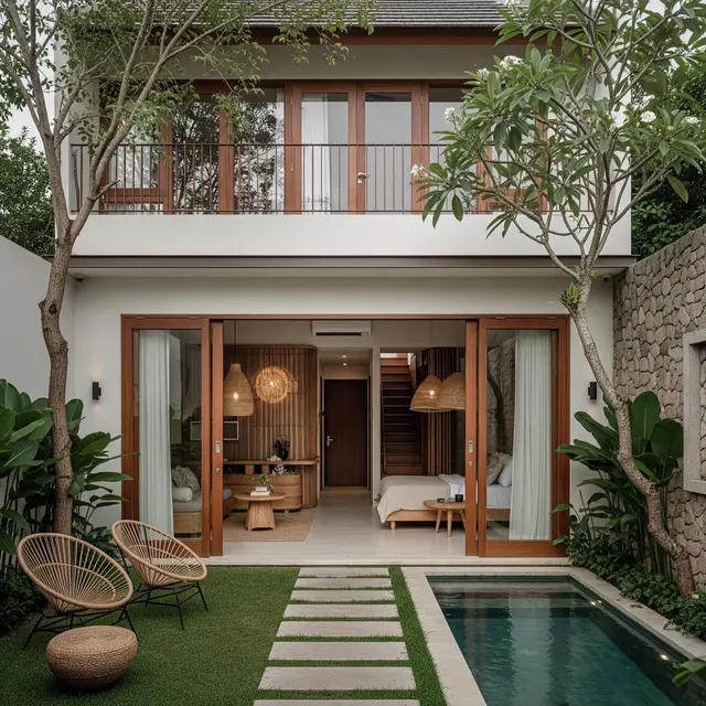Rumah Mungil Estetik dengan Sentuhan Tropis Modern