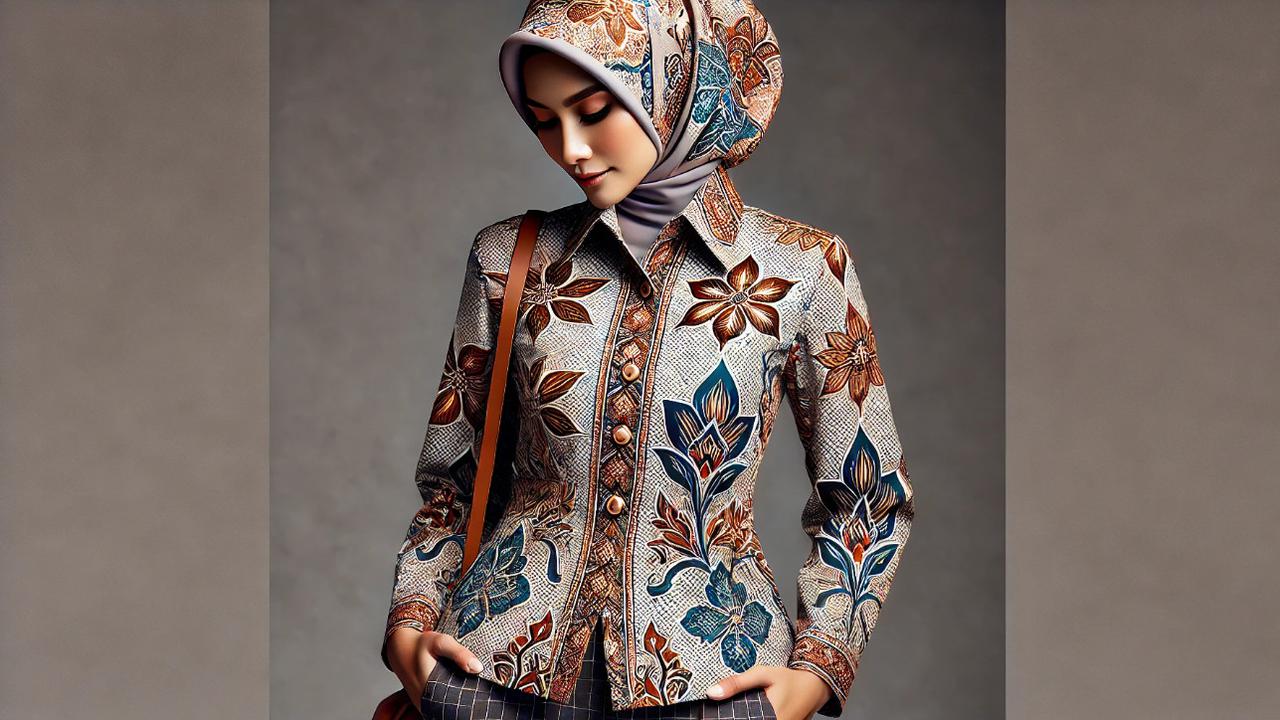 Model Baju Batik Kerja Wanita Berhijab (Foto: Rizka Nur Laily via ChatGPT)