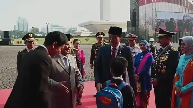 Wakil Presiden Terpilih, Gibran Rakabuming Raka ikut menghadiri upacara peringatan HUT ke-79 Tentara Nasional Indonesia (TNI) di Lapangan Monas Jakarta Pusat, Sabtu (5/10/2024).