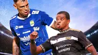 Ilustrasi - Tyronne del Pino Persib, Alex Martins Dewa United (Bola.com/Adreanus Titus)