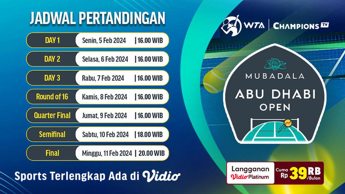Link Live Streaming WTA 500 Mubadala Abu Dhabi Open 2024 di Vidio, 5