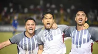 Para pemain Filipina merayakan gol ke gawang Thailand pada laga lanjutan Piala AFF 2018. (AFF Suzuki Cup)