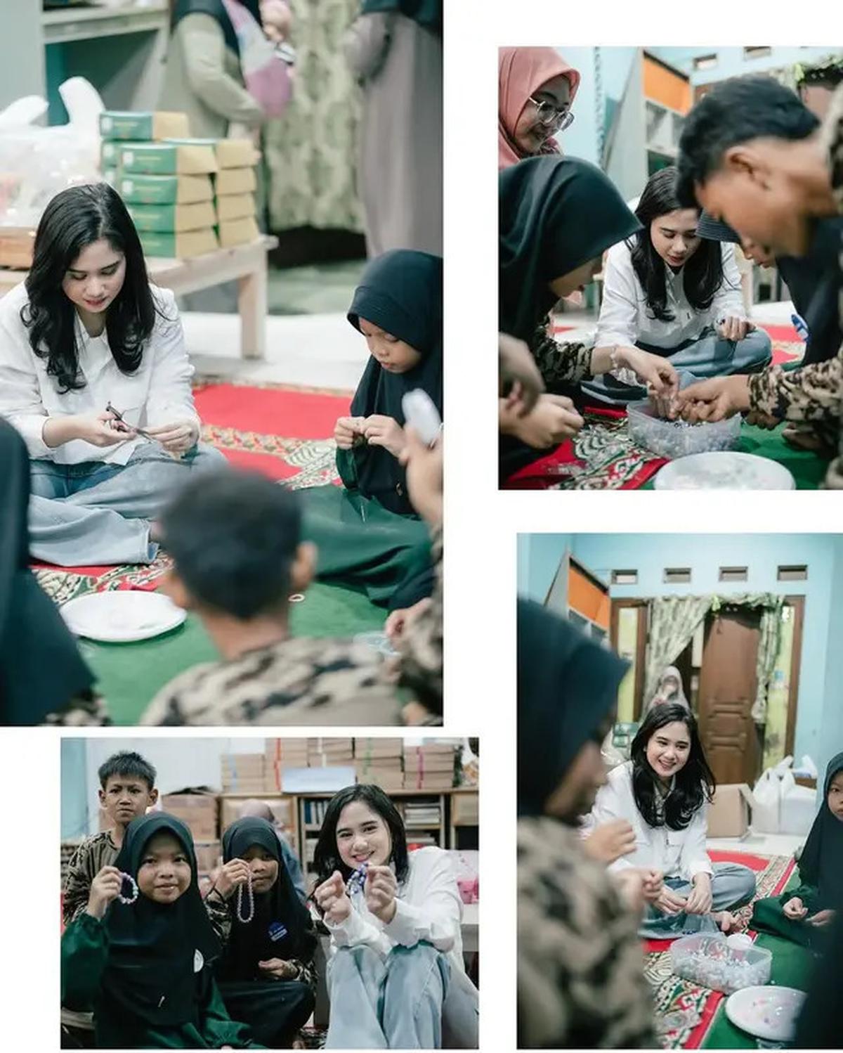 6 Potret Tissa Biani Berbagi Paket Lebaran di Panti Asuhan, Banjir Pujian