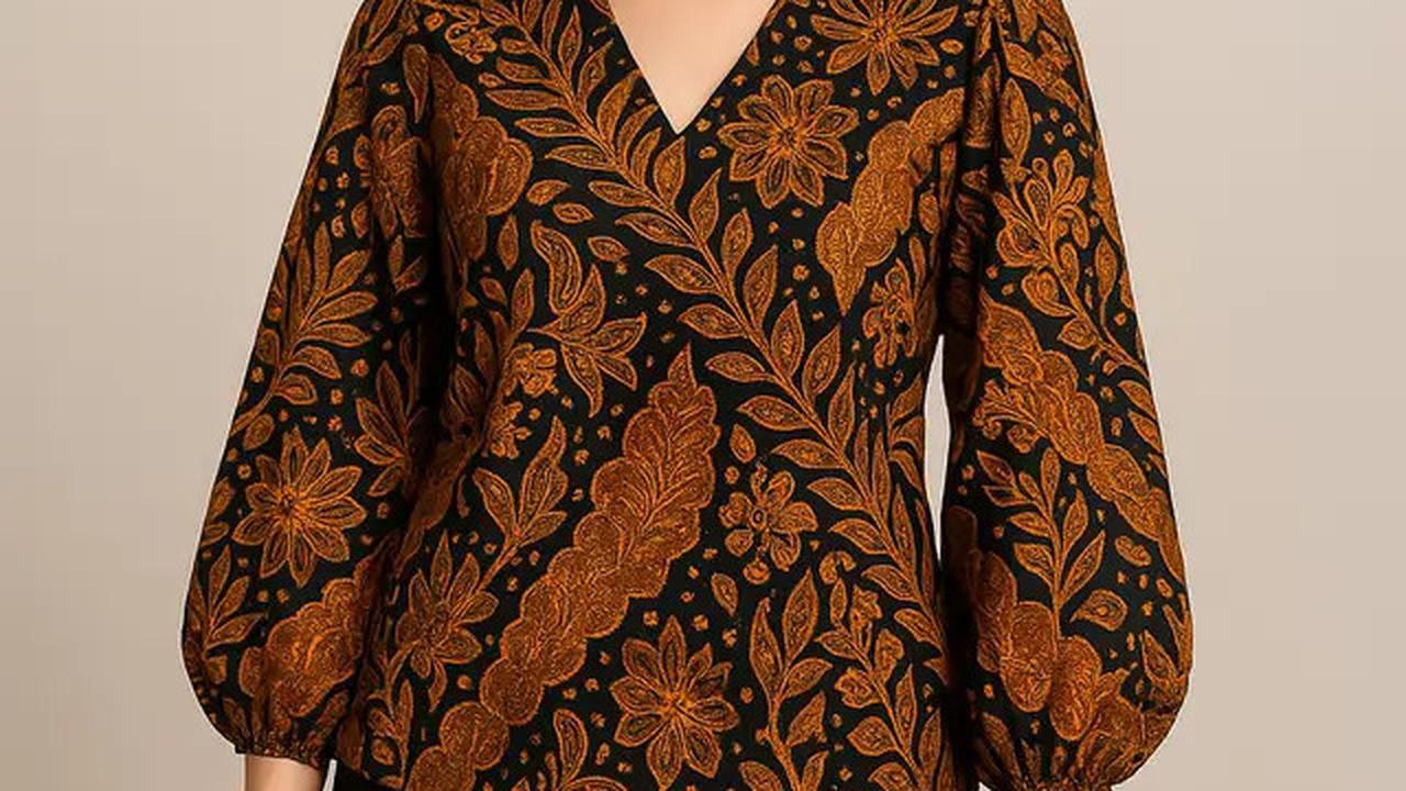 10 Model Blouse Batik Lengan Bishop yang Lagi Tren, Bikin Kamu Fashionable
